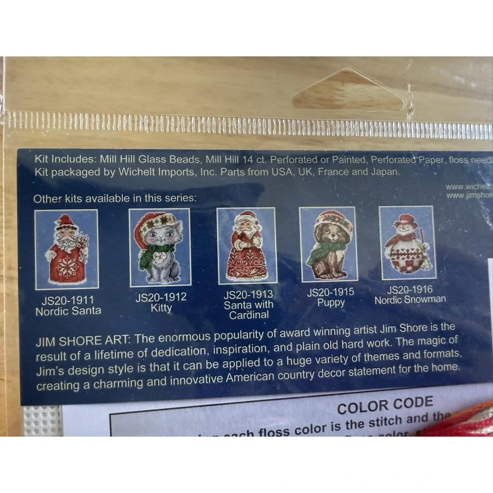 MILL HILL Jim Shore ORNAMENT Beaded Cross Stitch Kit SNOWMAN with CARDINAL